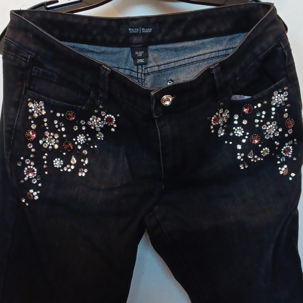 White House Black Market  Strech Jeans with Crystals